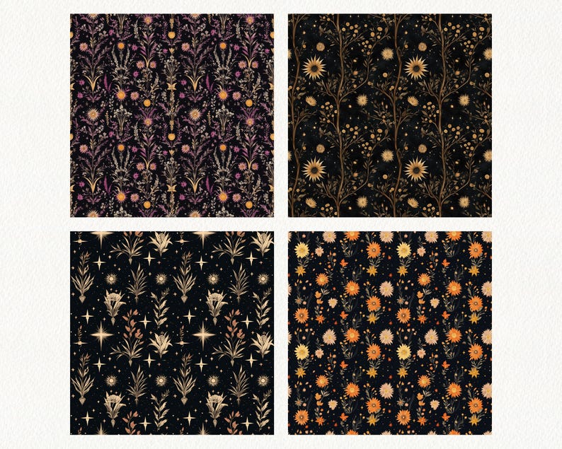 Witchy Celestial Pattern Seamless Digital Papers - Printable Scrapbook ...