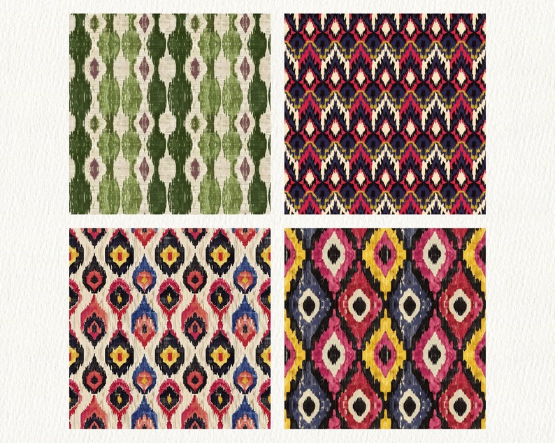 Adras Ikat Fabric Pattern Seamless Digital Papers - Printable Scrapbook ...