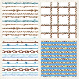 Paper Rope Patterns Striped Sea Ropes Pattern Seamless Digital Papers - Printable Scrapbook ...