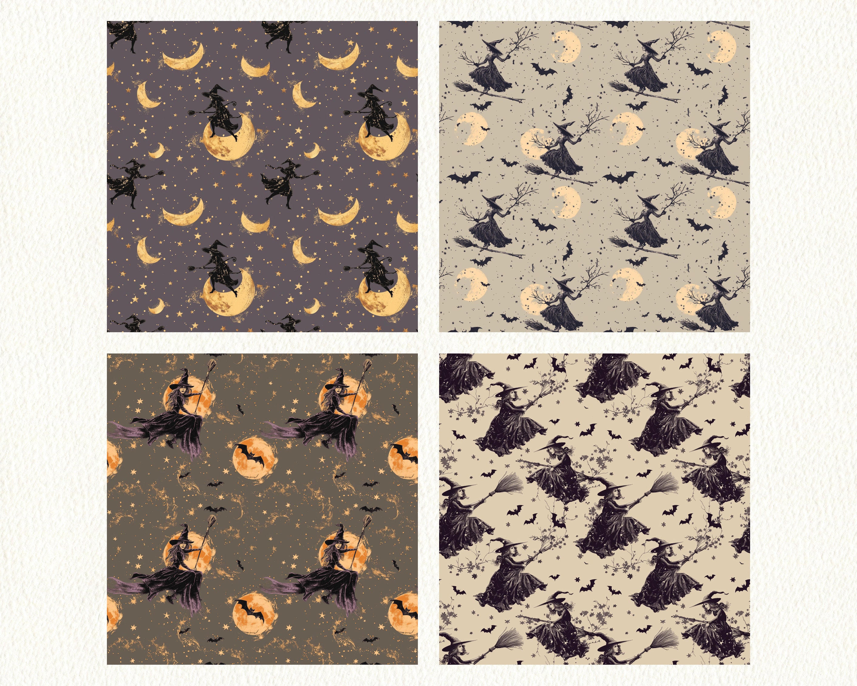 Witch, Broomstick Pattern Seamless Digital Papers - Printable Scrapbook ...