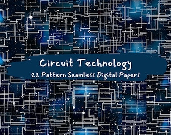 Circuit Technology Pattern Seamless Digital Papers - printable scrapbook paper png instant download commercial use 300dpi