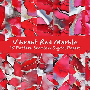 Vibrant Red Marble Pattern Seamless Digital Papers - printable scrapbook paper png instant download commercial use 300dpi
