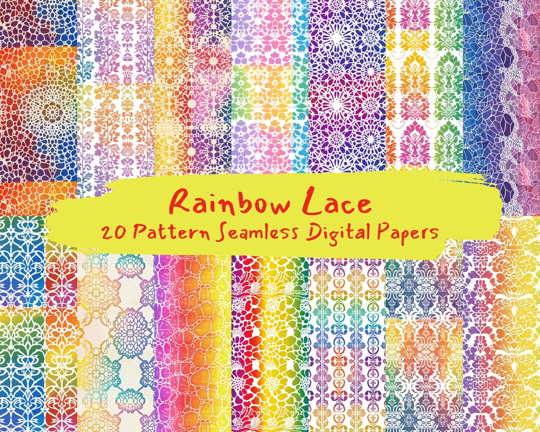 Rainbow Lace Pattern Seamless Digital Papers - Printable Scrapbook ...