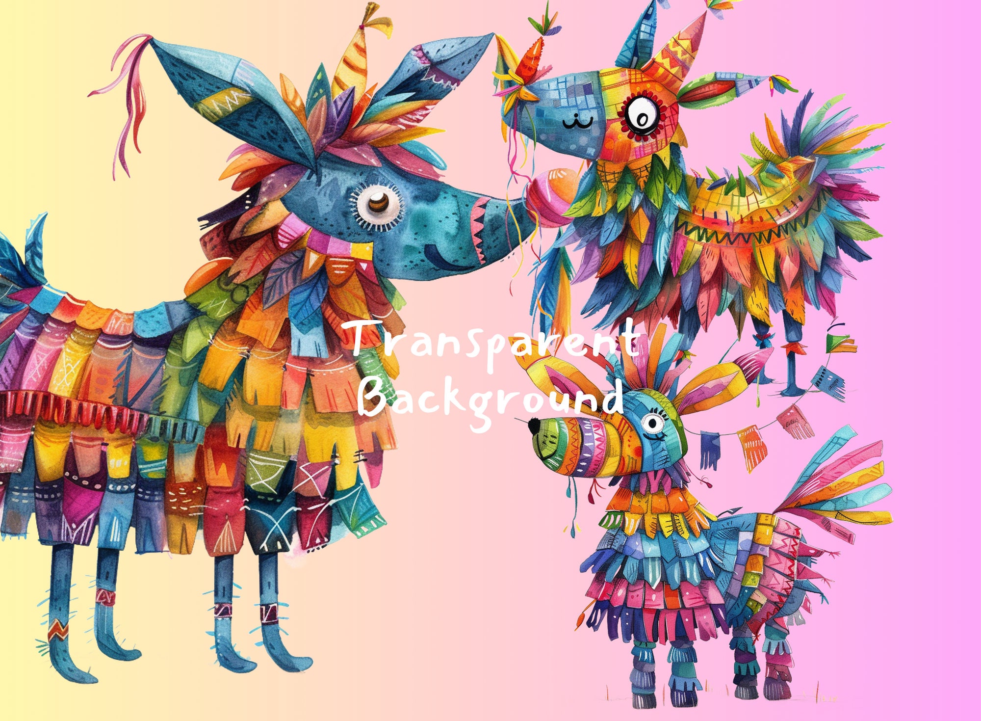 Mexican Pinata Horse Digital Printable Clipart Bundle in PNG Format ...