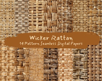 Wicker Rattan Pattern Seamless Digital Papers - printable scrapbook paper instant download, commercial use, 300dpi