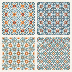 Portuguese Ceramic Tiles Pattern Seamless Digital Papers - printable scrapbook paper instant download, commercial use, 300dpi image 4