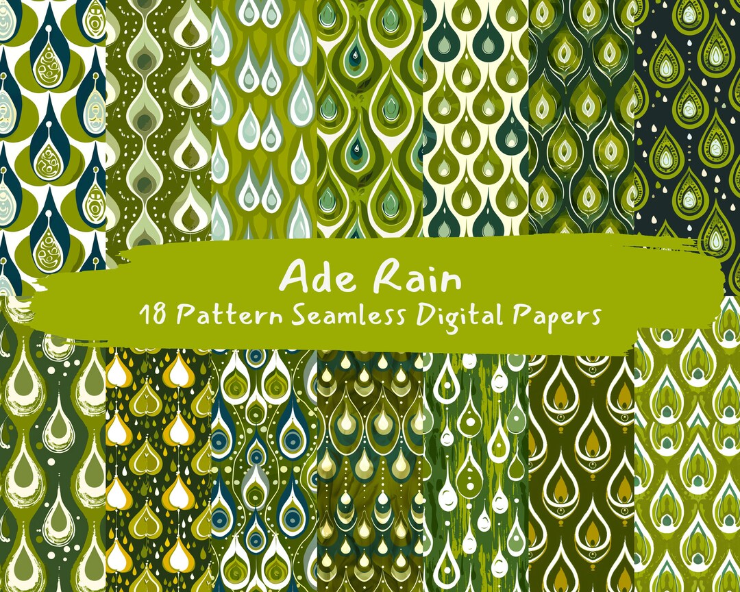 Ade Rain Pattern Seamless Digital Papers - Printable Scrapbook Paper ...