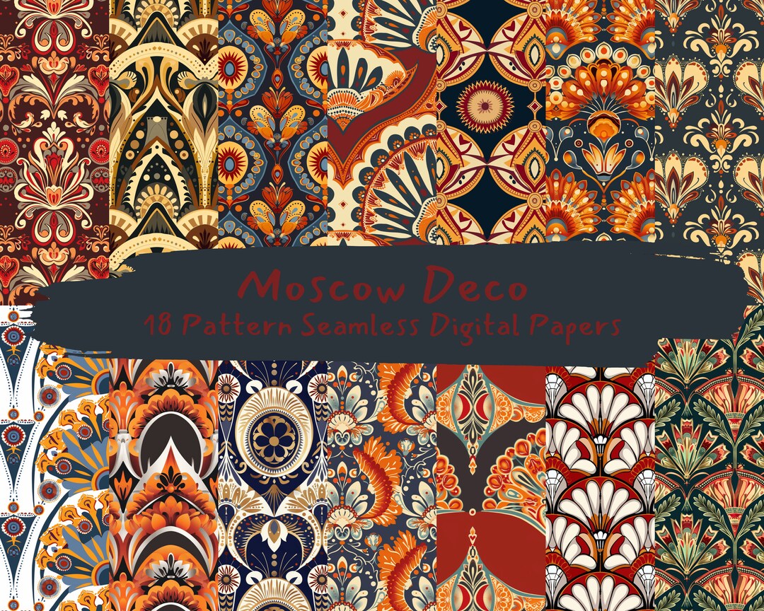 Moscow Deco Pattern Seamless Digital Papers - Printable Scrapbook Paper ...