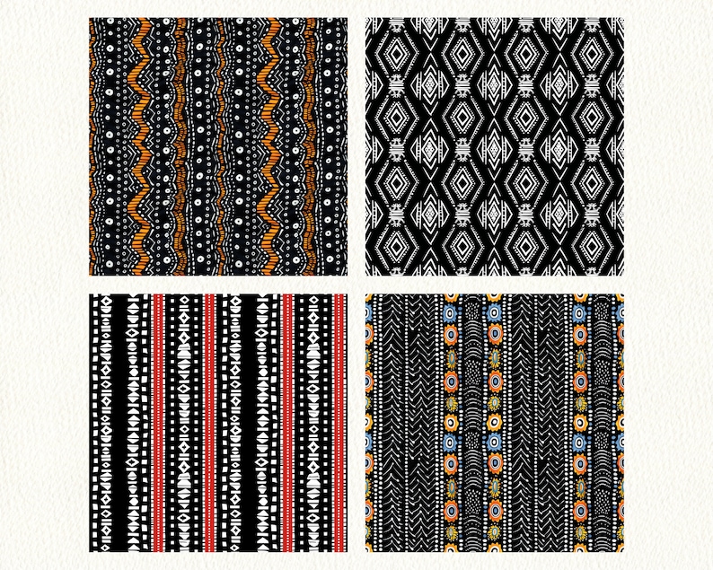 Black African Textile Pattern Seamless Digital Papers - Printable ...