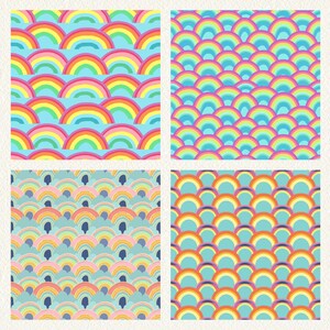 Rainbow Pattern Seamless Digital Papers - Printable Scrapbook Paper ...