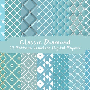 Classic Diamond Pattern Seamless Digital Papers - printable scrapbook paper instant download, commercial use, 300dpi