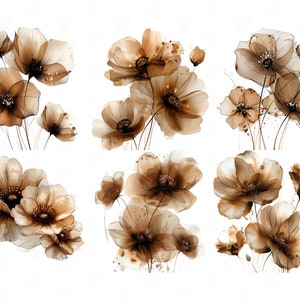 Brown Flowers Printable Clipart, Png Format, Transparent Background ...