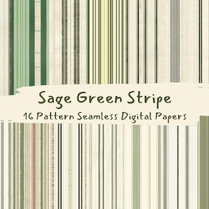 Carta digitale senza cuciture con motivo a strisce verde salvia - carta per scrapbooking stampabile png download immediato uso commerciale 300 dpi