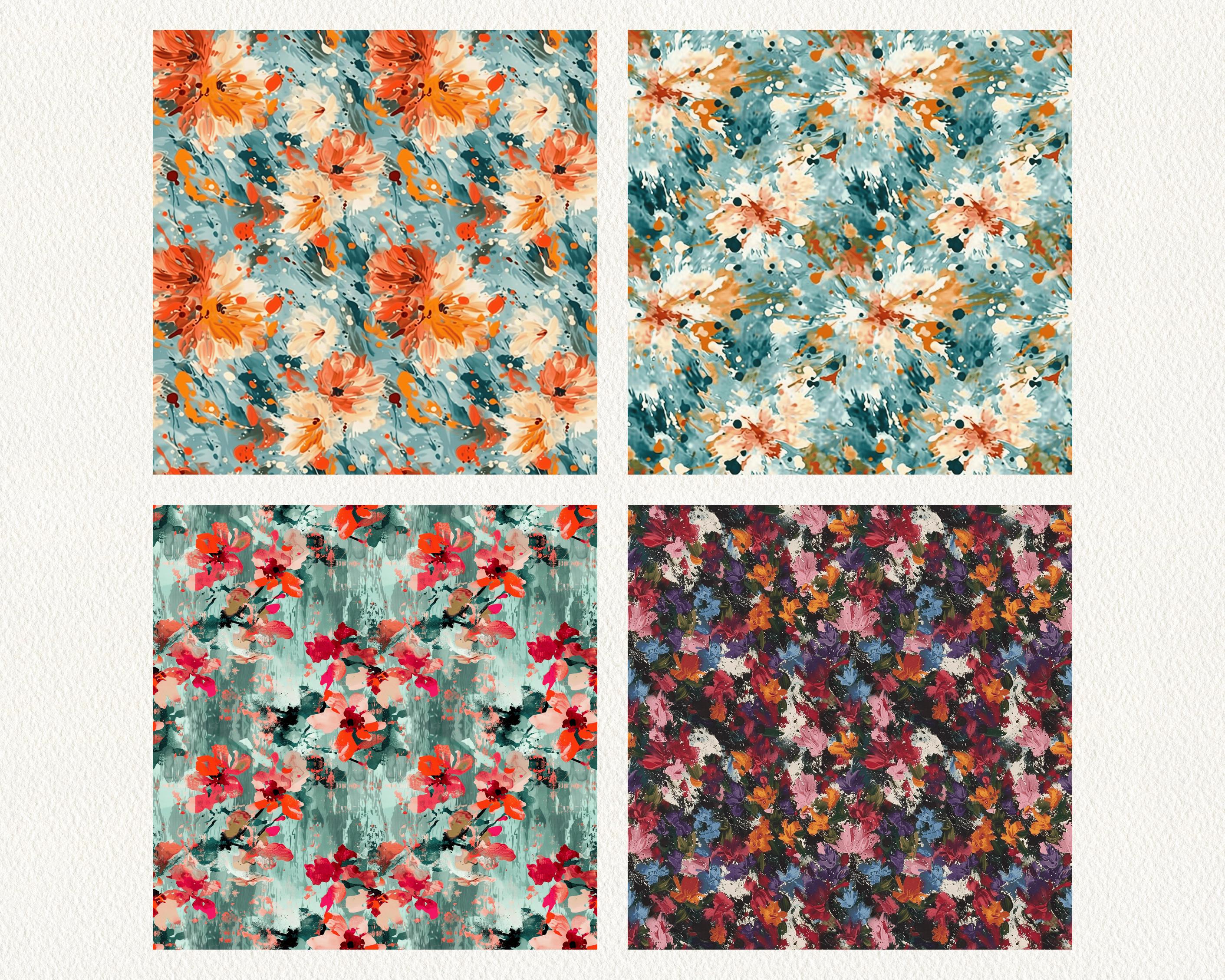 Pollock Pattern Monet Pollock Floral Pattern Seamless Digital Papers - Printable ...