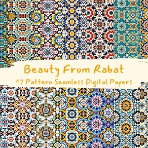 Beauty From Rabat Pattern Seamless Digital Papers - carta per scrapbooking stampabile, download immediato, uso commerciale, 300 dpi