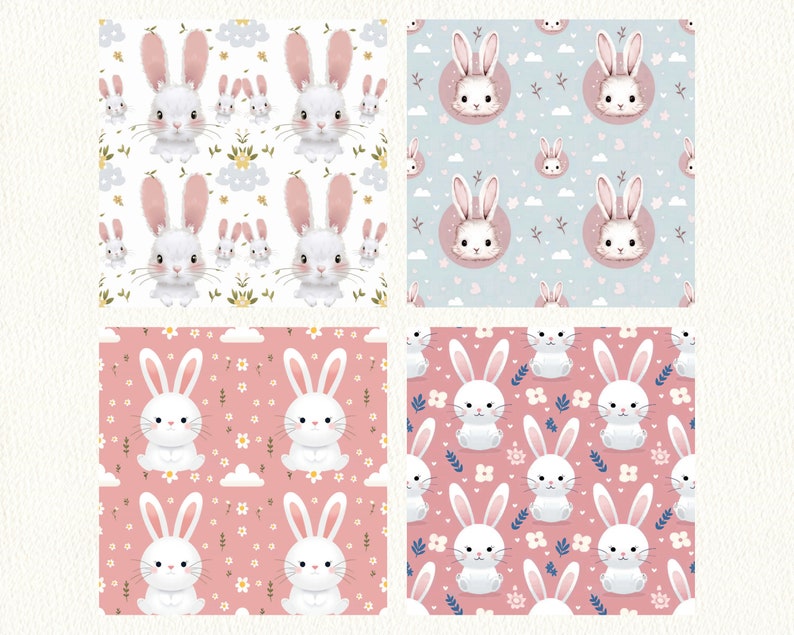 Bunny Background Pattern Seamless Digital Papers - Printable Scrapbook ...