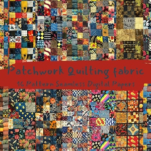 Patchwork Quilting fabric Pattern Seamless Digital Papers - printable scrapbook paper instant download, commercial use, 300dpi