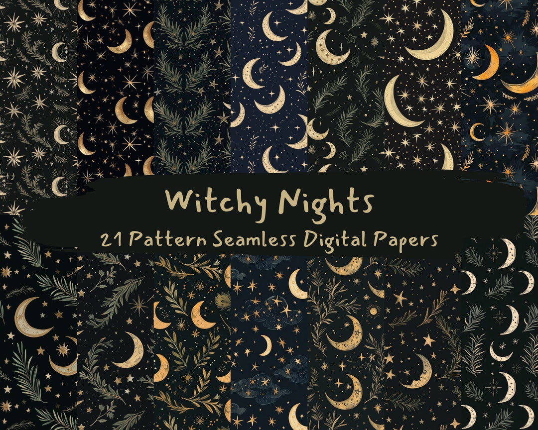 Witchy Nights Pattern Seamless Digital Papers - Printable Scrapbook ...