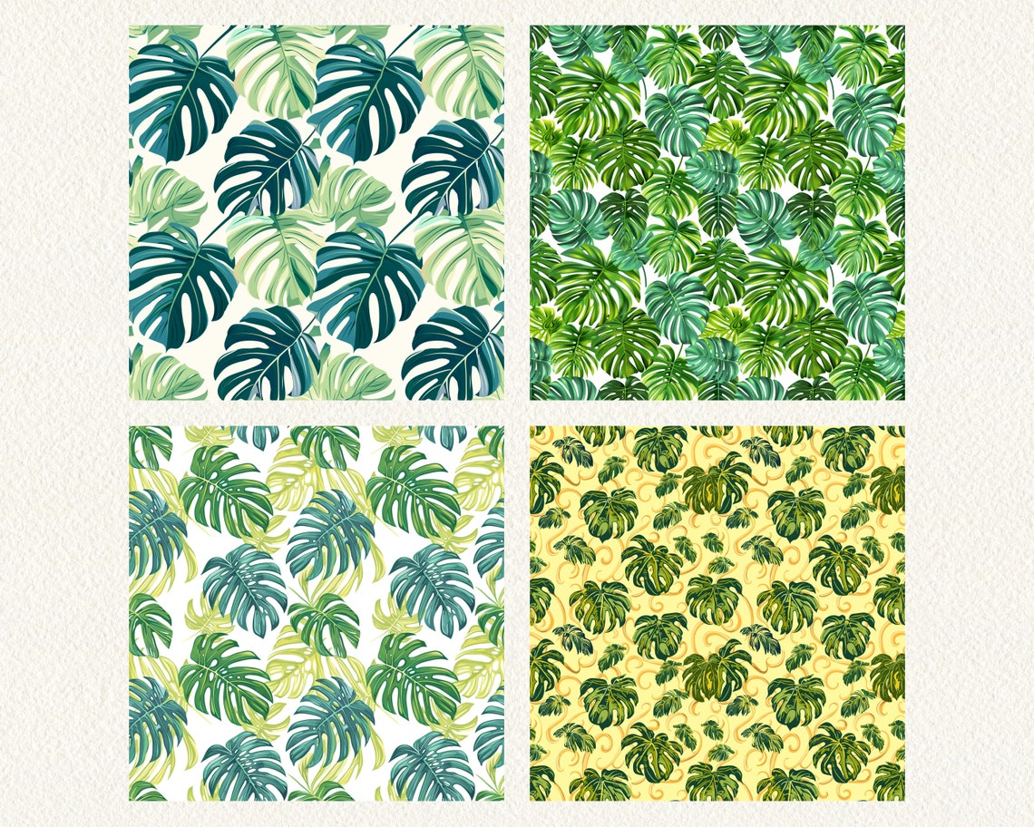 Botanical Monstera Pattern Seamless Digital Papers - Printable ...