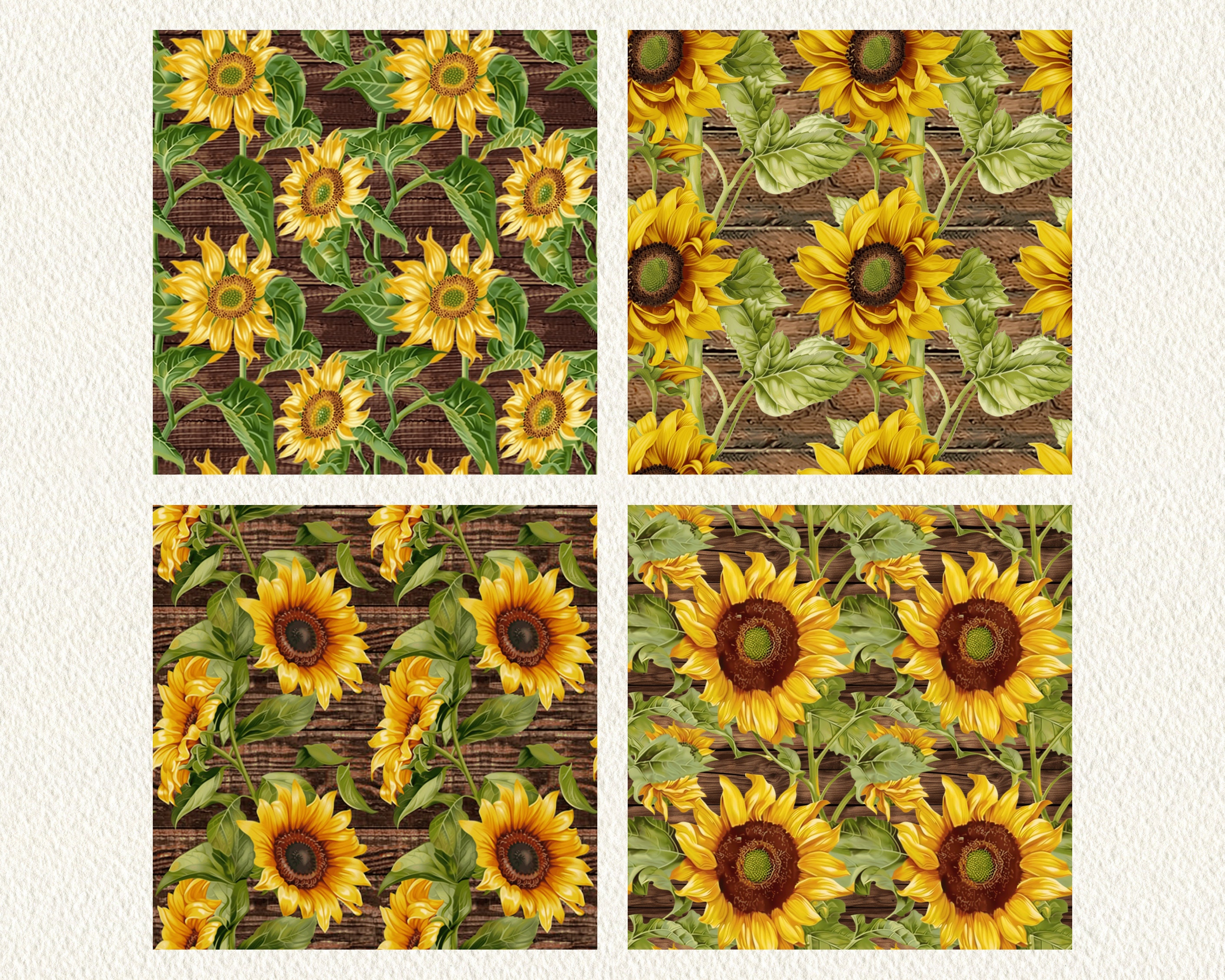 Vintage Sunflower Pattern Seamless Digital Papers - Printable Scrapbook ...