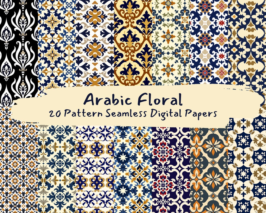 Arabic Floral Pattern Seamless Digital Papers - Printable Scrapbook ...