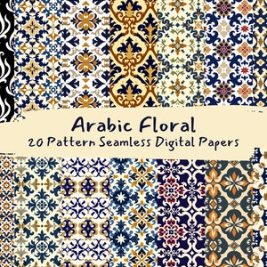 Arabic Floral Pattern Seamless Digital Papers - printable scrapbook paper instant download, commercial use, 300dpi