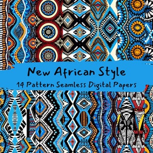 New African Style Pattern Seamless Digital Papers - printable scrapbook paper instant download, commercial use, 300dpi