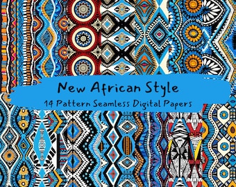 New African Style Pattern Seamless Digital Papers - printable scrapbook paper instant download, commercial use, 300dpi