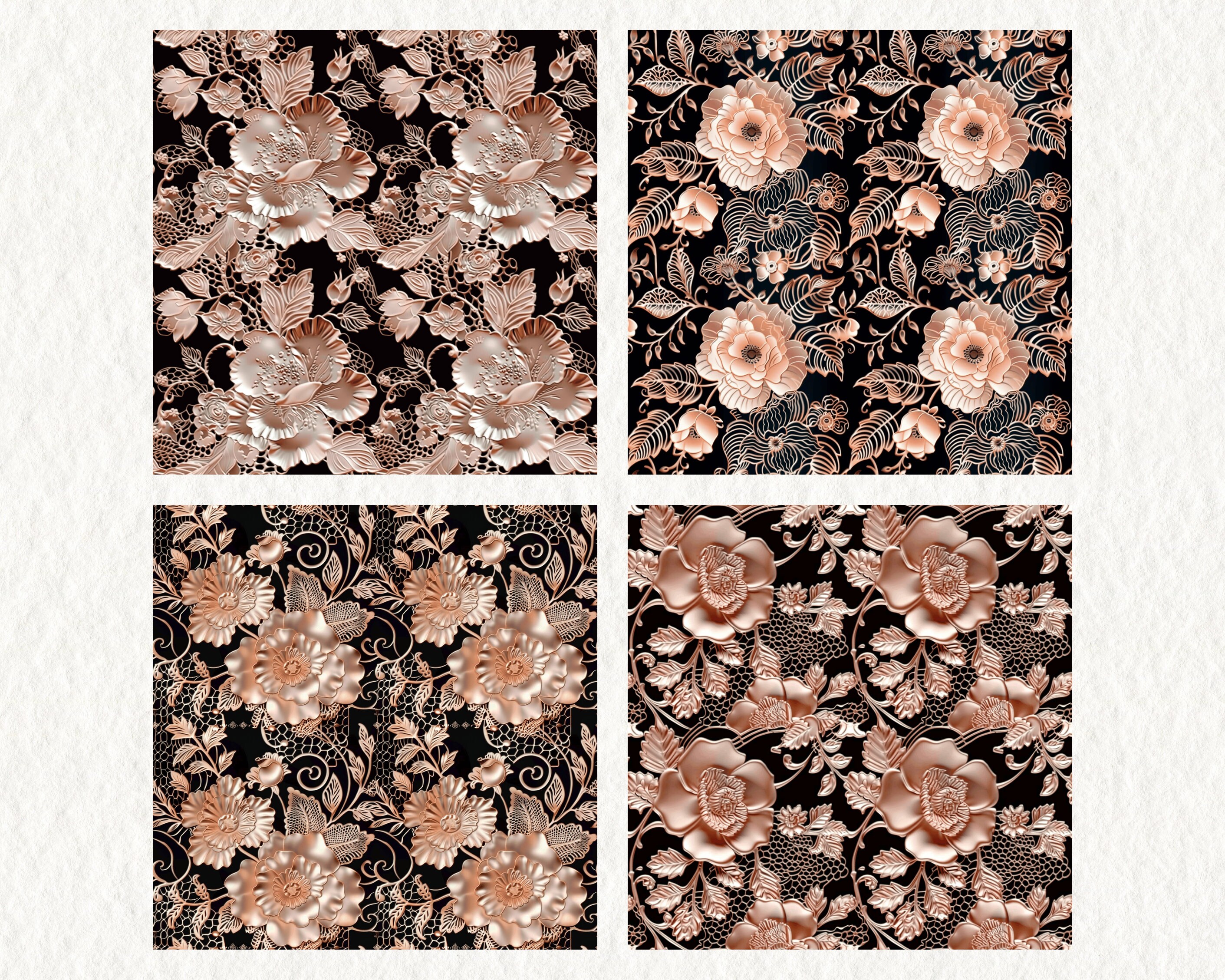 Rose Gold Lace Pattern Seamless Digital Papers Printable Scrapbook ...