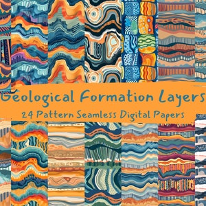 Geologische formatie lagen patroon naadloze digitale papers - afdrukbaar plakboekpapier instant download, commercieel gebruik, 300 dpi