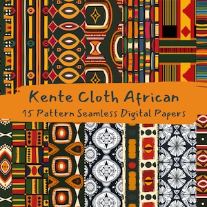 Kente Cloth African Pattern Seamless Digital Papers - printable scrapbook paper png instant download commercial use 300dpi