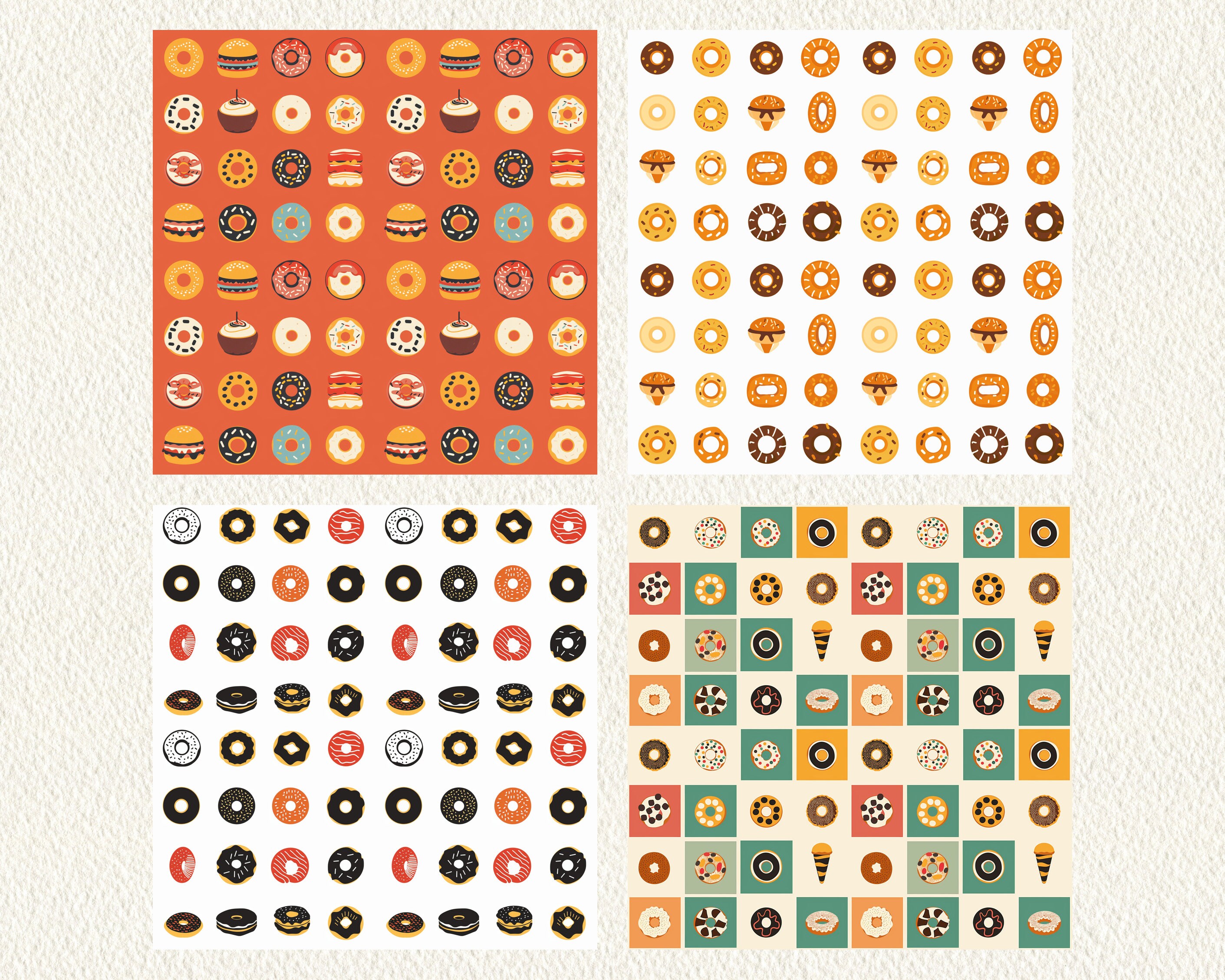 Bagels Illustration Pattern Seamless Digital Papers - Printable ...