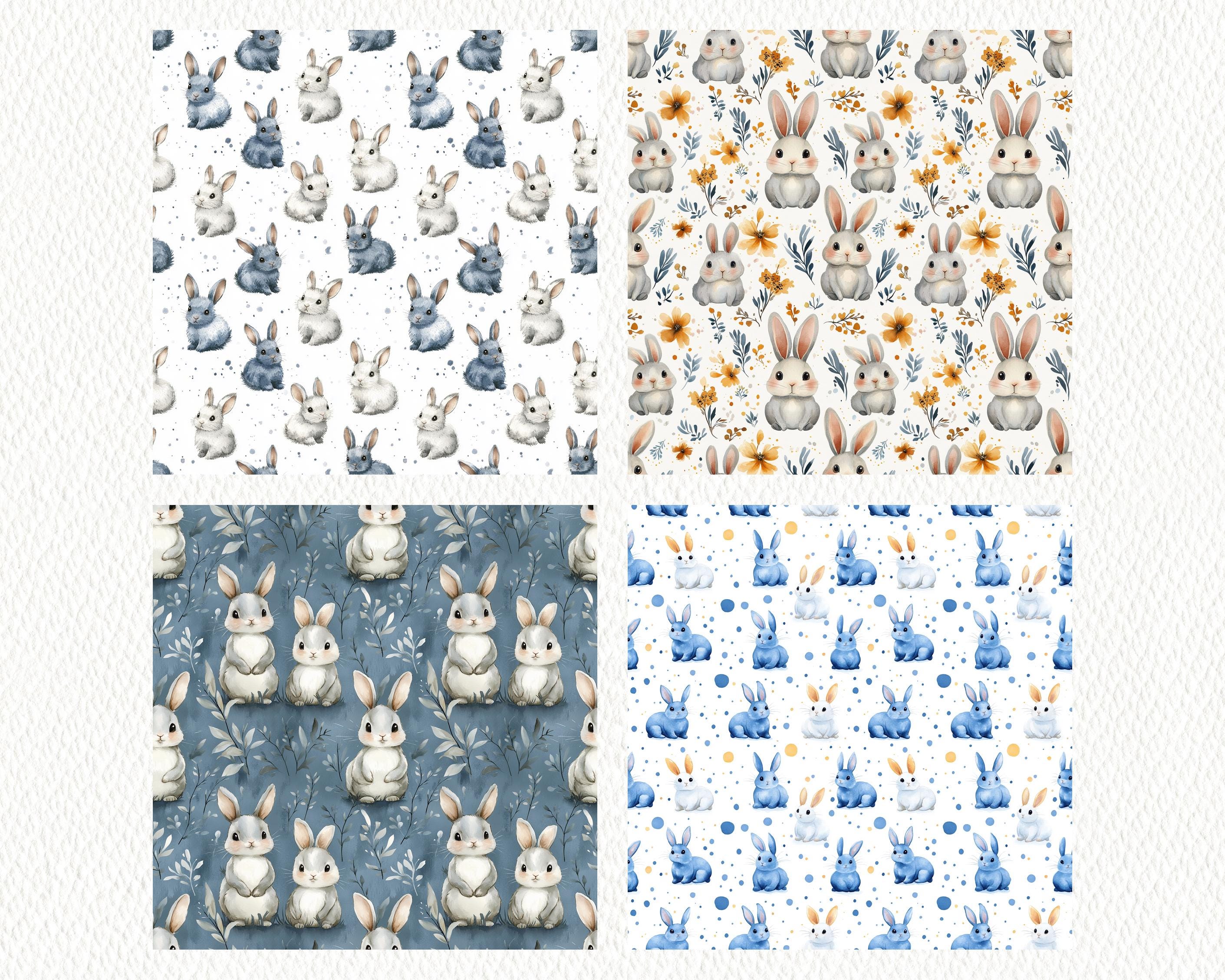 Watercolor Cute Bunny Pattern Seamless Digital Papers - Printable ...
