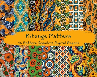 Kitenge Pattern Seamless Digital Papers - printable scrapbook paper instant download, commercial use, 300dpi