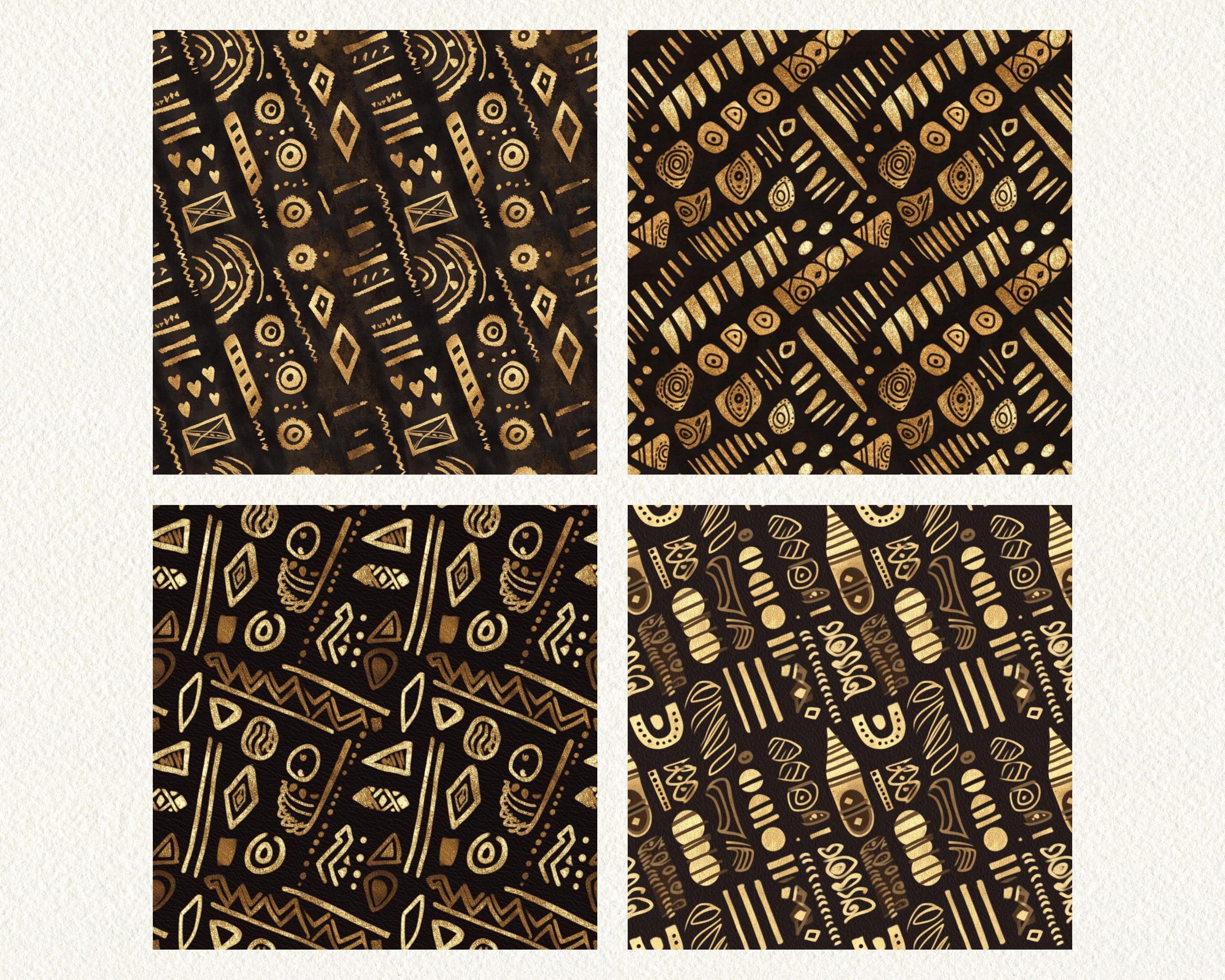 Desert Boho Gold Pattern Seamless Digital Papers - Printable Scrapbook ...