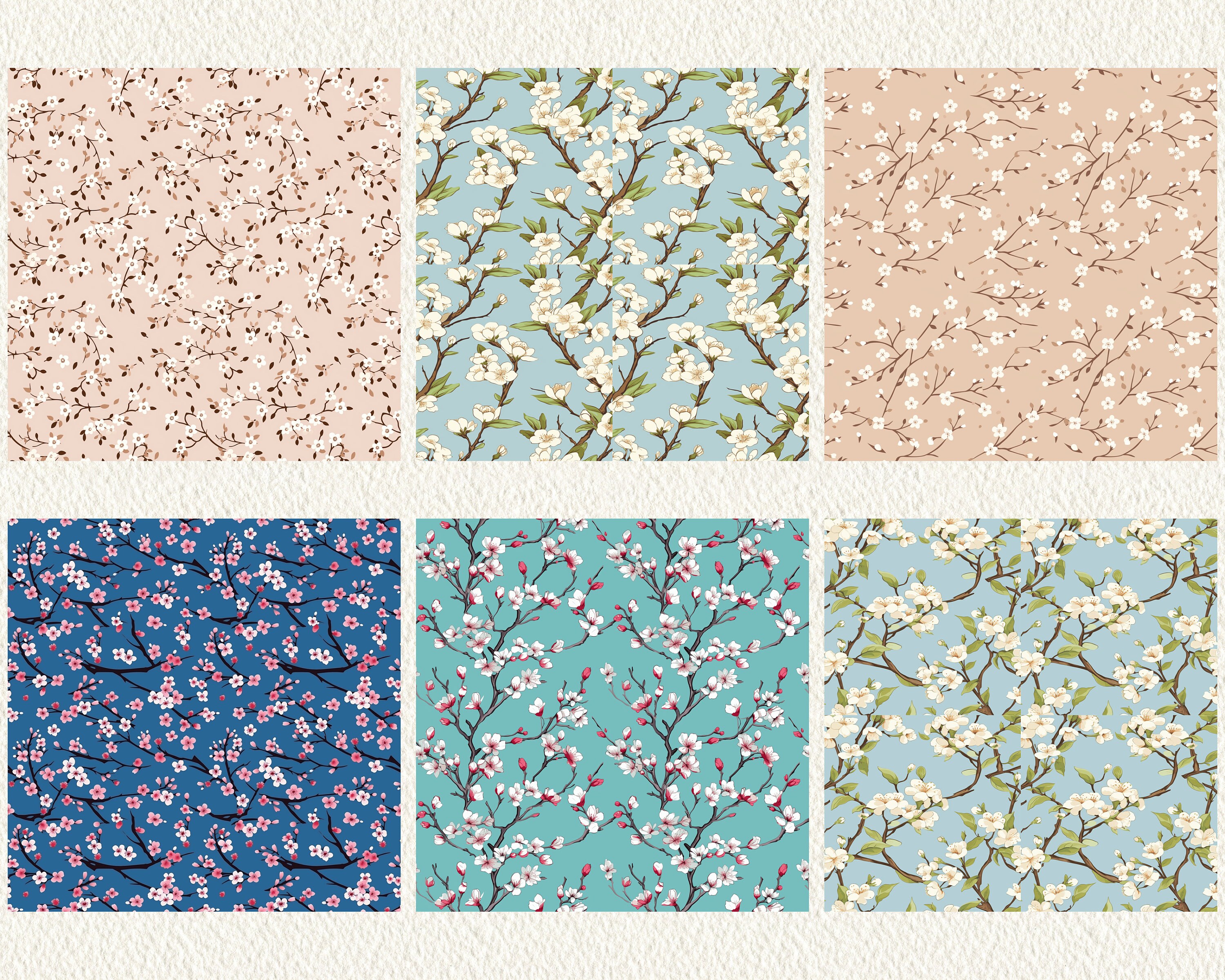 Cherry Blossom Pattern Seamless Digital Papers - Tile Patterns ...