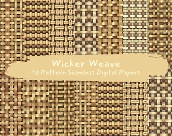 Wicker Weave Pattern Seamless Digital Papers - printable scrapbook paper instant download, commercial use, 300dpi