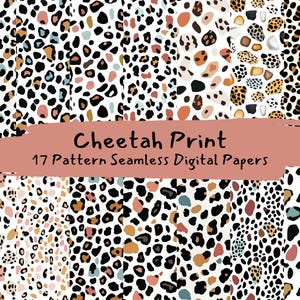 Cheetah Print Pattern Seamless Digital Papers - printable scrapbook paper png instant download commercial use 300dpi