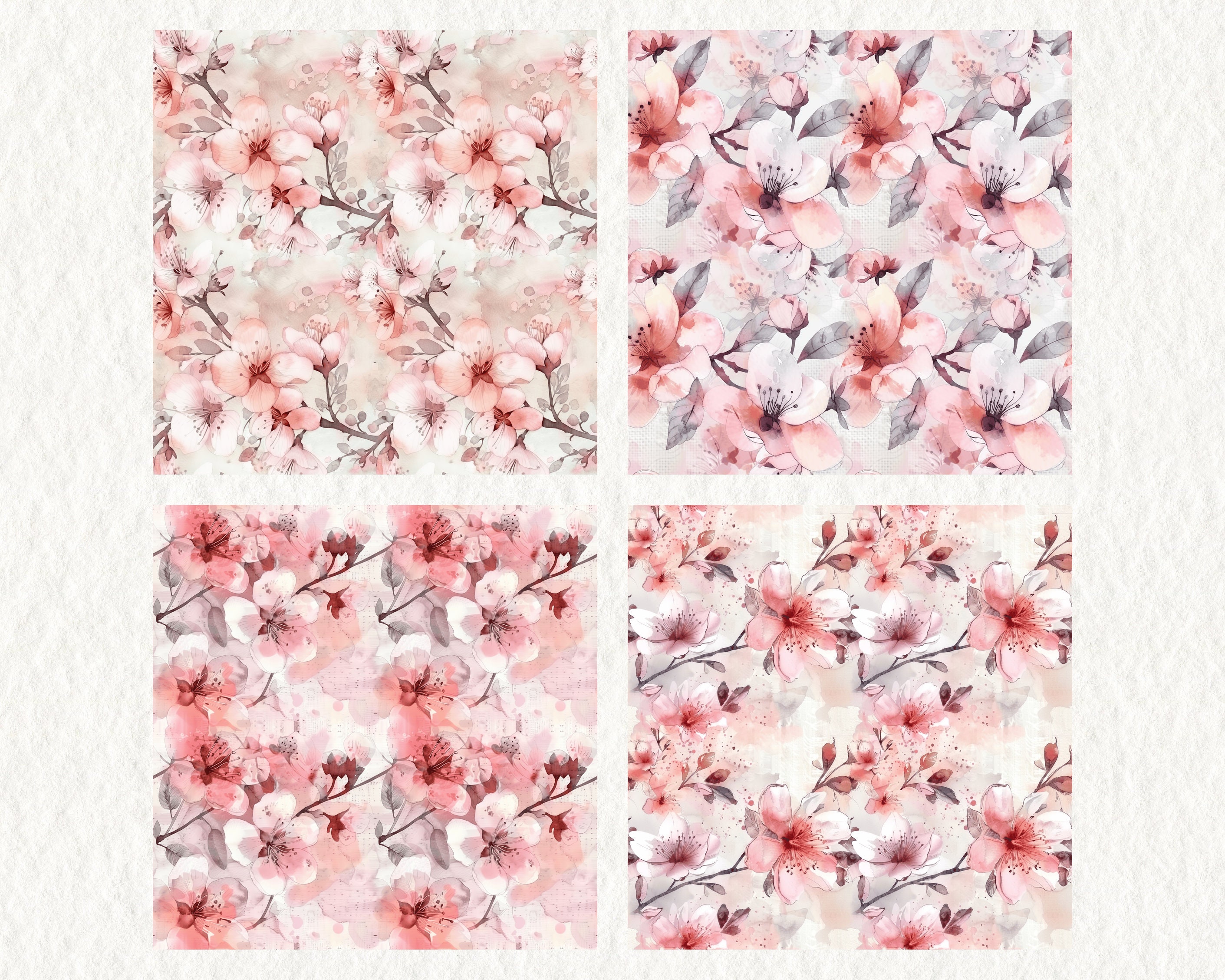Blush Floral Watercolor Pattern Seamless Digital Papers - Printable ...