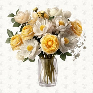 花瓶の花、PNG 形式の透明なデジタル クリップ アート グラフィック 12 個、商業利用のための即時ダウンロード、ストアの無料ギフト付き!