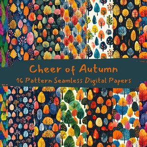 Cheer of Autumn Pattern Seamless Digital Papers - printable scrapbook paper instant download, commercial use, 300dpi