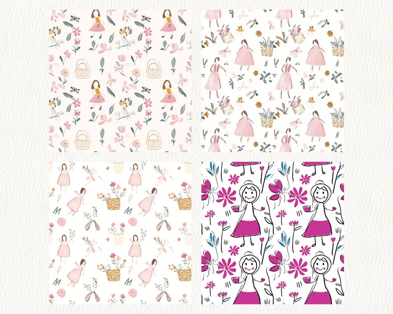 Mothers Day Flower Pattern Seamless Digital Papers - Printable ...