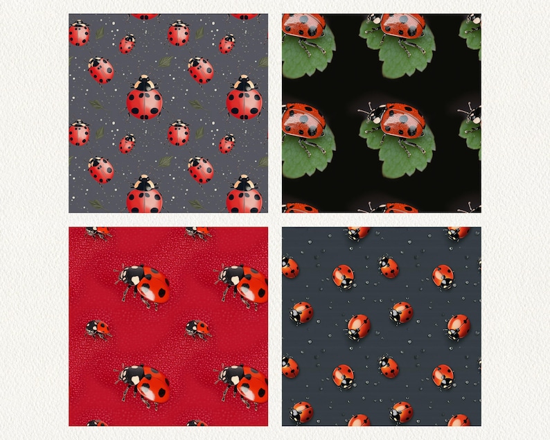 Red Ladybug Pattern Seamless Digital Papers - Printable Scrapbook Paper ...