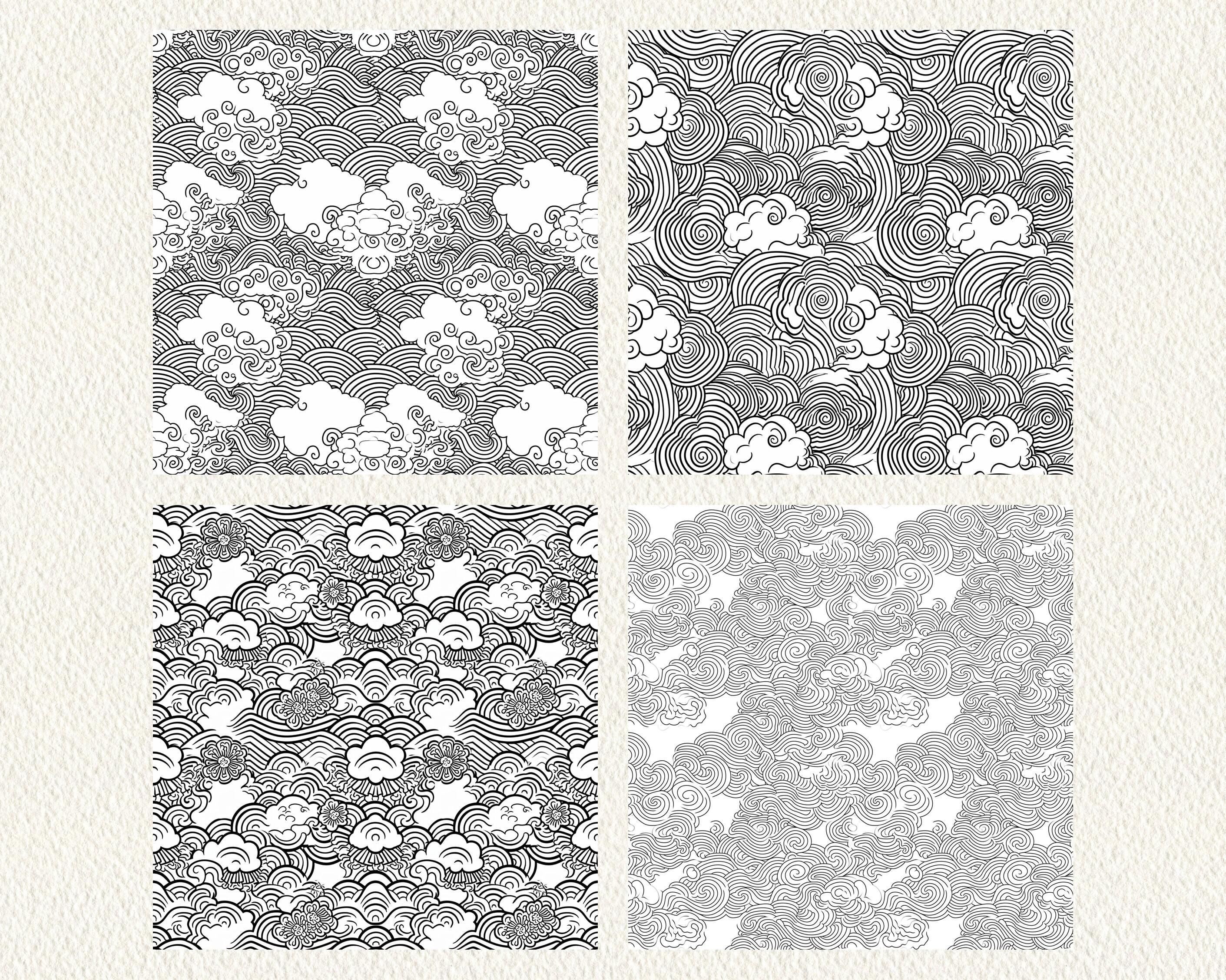 Japanese Clouds Pattern Seamless Digital Papers - Tile Patterns ...