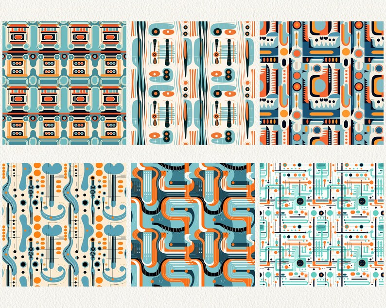 Abstract Rug Pattern Seamless Digital Papers - tile patterns printable scrapbook paper instant download for commercial use, 300dpi image 5