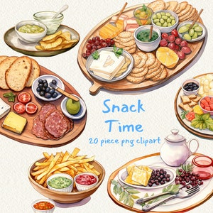 Snack Time digital druckbare Clipart-Bundle im PNG-Format transparenter Sofort-Download für kommerzielle Nutzung, Erfrischung, Dekor, Menükarte