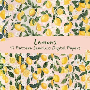 Zitronen Muster nahtlose digitale Papiere - printable Scrapbook Papier png sofortiger Download kommerzielle Nutzung 300dpi