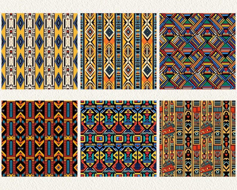 South Africa Ndebele Pattern Seamless Digital Papers tile patterns printable scrapbook paper instant download for commercial use, 300dpi image 3