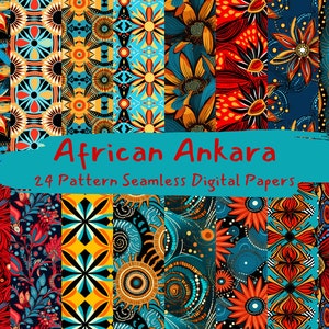 African Ankara Pattern Seamless Digital Papers - tile patterns printable scrapbook paper instant download for commercial use, 300dpi