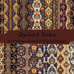 Opulent India Pattern Seamless Digital Papers - printable scrapbook paper instant download, commercial use, 300dpi